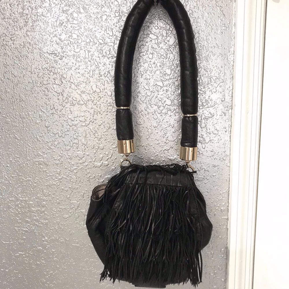 Cynthia Rowley Black Fringe Bag NWOT